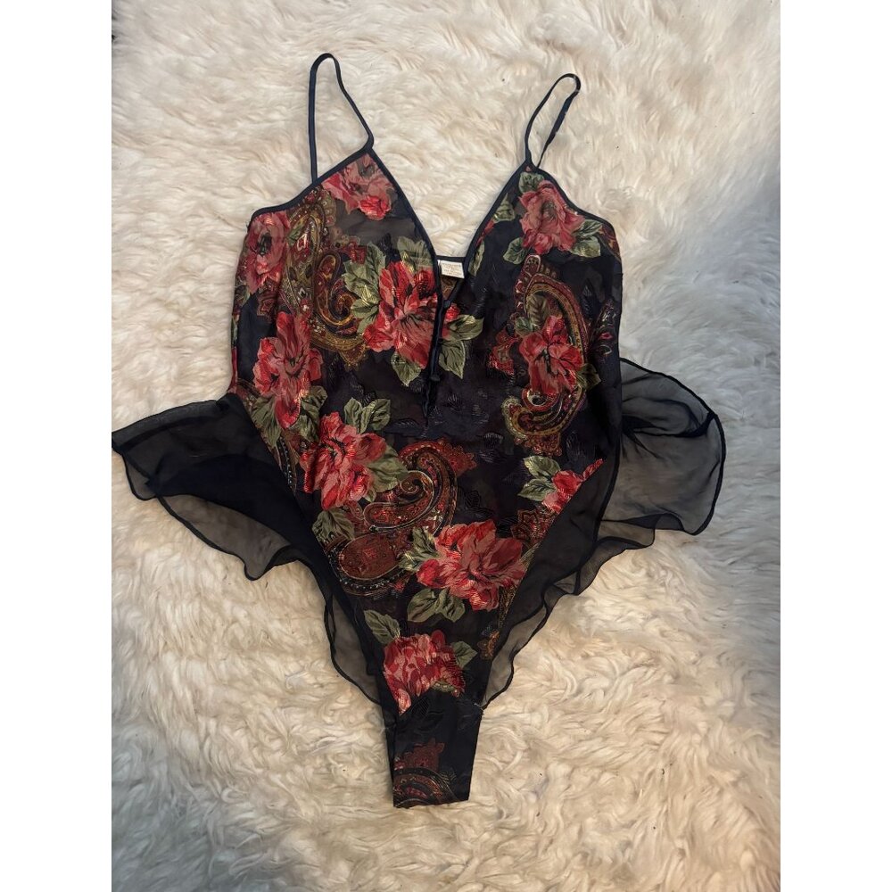 Vintage Victoria's Secret Gold Label Floral Bodysuit Teddy M
